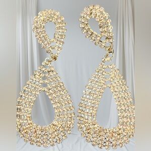 Elegant Gold Crystal Drop Earrings